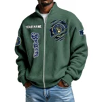 Milwaukee Brewers Men’s Full Zip Waffle Knit Long Sleeve Sweatshirt Customize Name