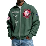 New York Yankees Men’s Full Zip Waffle Knit Long Sleeve Sweatshirt Customize Name