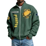 Pittsburgh Pirates Men’s Full Zip Waffle Knit Long Sleeve Sweatshirt Customize Name
