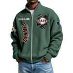 San Francisco Giants Men’s Full Zip Waffle Knit Long Sleeve Sweatshirt Customize Name