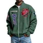 Texas Rangers Men’s Full Zip Waffle Knit Long Sleeve Sweatshirt Customize Name