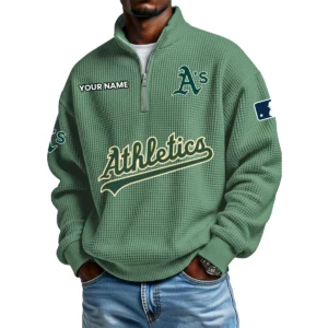 Athletics Waffle Knit Quarter-Zip Long Sleeve Shirt Customize Name