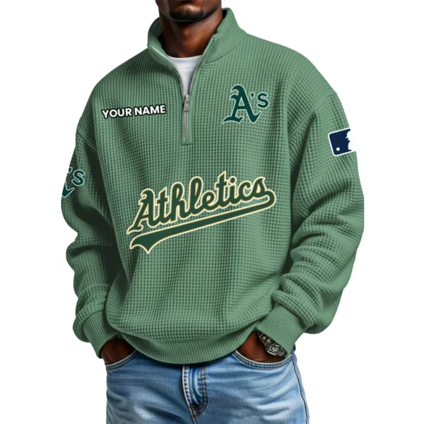 Athletics Waffle Knit Quarter-Zip Long Sleeve Shirt Customize Name