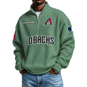 Arizona Diamondbacks Waffle Knit Quarter-Zip Long Sleeve Shirt Customize Name