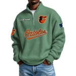 Baltimore Orioles Waffle Knit Quarter-Zip Long Sleeve Shirt Customize Name