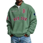 Boston Red Sox Waffle Knit Quarter-Zip Long Sleeve Shirt Customize Name