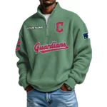 Cleveland Guardians Waffle Knit Quarter-Zip Long Sleeve Shirt Customize Name