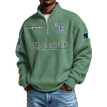 Colorado Rockies Waffle Knit Quarter-Zip Long Sleeve Shirt Customize Name
