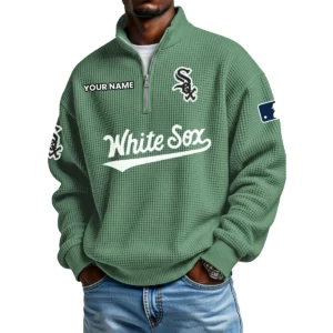 Chicago White Sox Waffle Knit Quarter-Zip Long Sleeve Shirt Customize Name