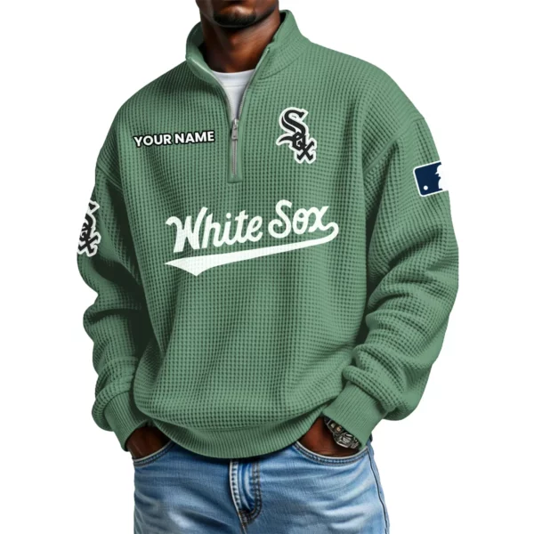 Chicago White Sox Waffle Knit Quarter-Zip Long Sleeve Shirt Customize Name