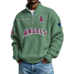 Los Angeles Angels Waffle Knit Quarter-Zip Long Sleeve Shirt Customize Name