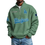 Los Angeles Dodgers Waffle Knit Quarter-Zip Long Sleeve Shirt Customize Name