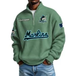 Miami Marlins Waffle Knit Quarter-Zip Long Sleeve Shirt Customize Name