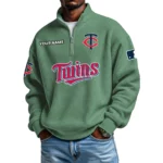 Minnesota Twins Waffle Knit Quarter-Zip Long Sleeve Shirt Customize Name