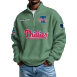 Philadelphia Phillies Waffle Knit Quarter-Zip Long Sleeve Shirt Customize Name