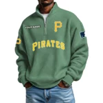 Pittsburgh Pirates Waffle Knit Quarter-Zip Long Sleeve Shirt Customize Name