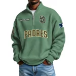 San Diego Padres Waffle Knit Quarter-Zip Long Sleeve Shirt Customize Name