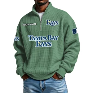 Tampa Bay Rays Waffle Knit Quarter-Zip Long Sleeve Shirt Customize Name