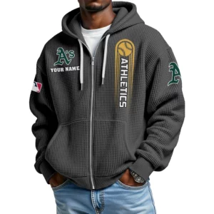 Athletics Men’s Waffle Knit Full Zip Up Hoodie Customize Name