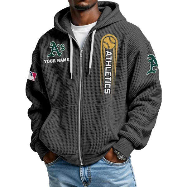 Athletics Men’s Waffle Knit Full Zip Up Hoodie Customize Name