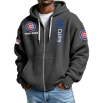 Chicago Cubs Men’s Waffle Knit Full Zip Up Hoodie Customize Name