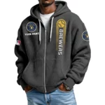 Milwaukee Brewers Men’s Waffle Knit Full Zip Up Hoodie Customize Name