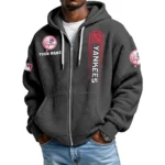 New York Yankees Men’s Waffle Knit Full Zip Up Hoodie Customize Name