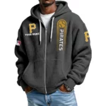 Pittsburgh Pirates Men’s Waffle Knit Full Zip Up Hoodie Customize Name