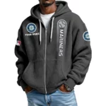 Seattle Mariners Men’s Waffle Knit Full Zip Up Hoodie Customize Name