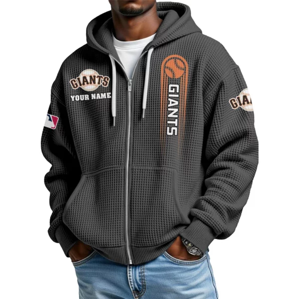 San Francisco Giants Men’s Waffle Knit Full Zip Up Hoodie Customize Name