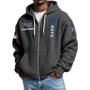 Tampa Bay Rays Men’s Waffle Knit Full Zip Up Hoodie Customize Name