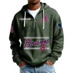 Atlanta Braves Men’s Corduroy Quarter Zip Hoodie Customize Name