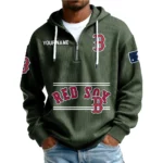 Boston Red Sox Men’s Corduroy Quarter Zip Hoodie Customize Name