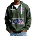 Chicago Cubs Men’s Corduroy Quarter Zip Hoodie Customize Name