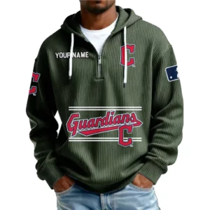 Cleveland Guardians Men’s Corduroy Quarter Zip Hoodie Customize Name