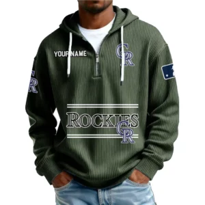 Colorado Rockies Men’s Corduroy Quarter Zip Hoodie Customize Name