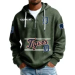 Detroit Tigers Men’s Corduroy Quarter Zip Hoodie Customize Name