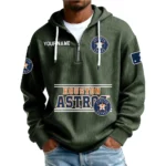 Houston Astros Men’s Corduroy Quarter Zip Hoodie Customize Name