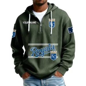 Kansas City Royals Men’s Corduroy Quarter Zip Hoodie Customize Name