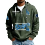 Los Angeles Dodgers Men’s Corduroy Quarter Zip Hoodie Customize Name