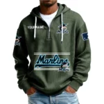 Miami Marlins Men’s Corduroy Quarter Zip Hoodie Customize Name