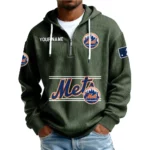 New York Mets Men’s Corduroy Quarter Zip Hoodie Customize Name