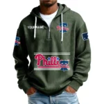 Philadelphia Phillies Men’s Corduroy Quarter Zip Hoodie Customize Name