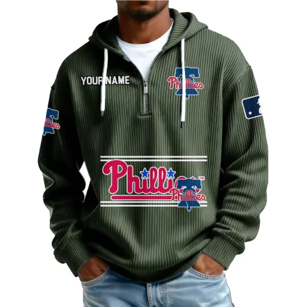 Philadelphia Phillies Men’s Corduroy Quarter Zip Hoodie Customize Name