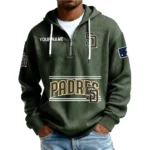 San Diego Padres Men’s Corduroy Quarter Zip Hoodie Customize Name