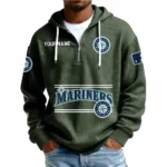 Seattle Mariners Men’s Corduroy Quarter Zip Hoodie Customize Name