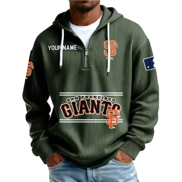 San Francisco Giants Men’s Corduroy Quarter Zip Hoodie Customize Name