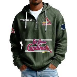 St. Louis Cardinals Men’s Corduroy Quarter Zip Hoodie Customize Name