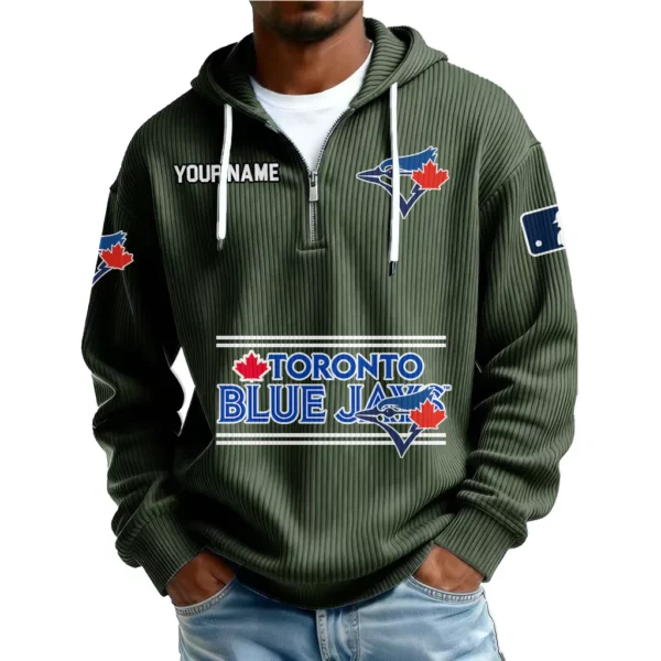 Toronto Blue Jays Men’s Corduroy Quarter Zip Hoodie Customize Name