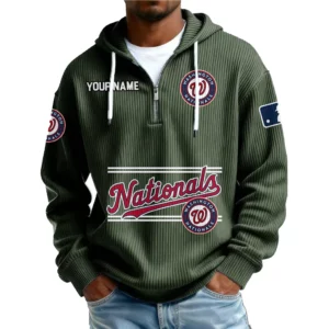 Washington Nationals Men’s Corduroy Quarter Zip Hoodie Customize Name